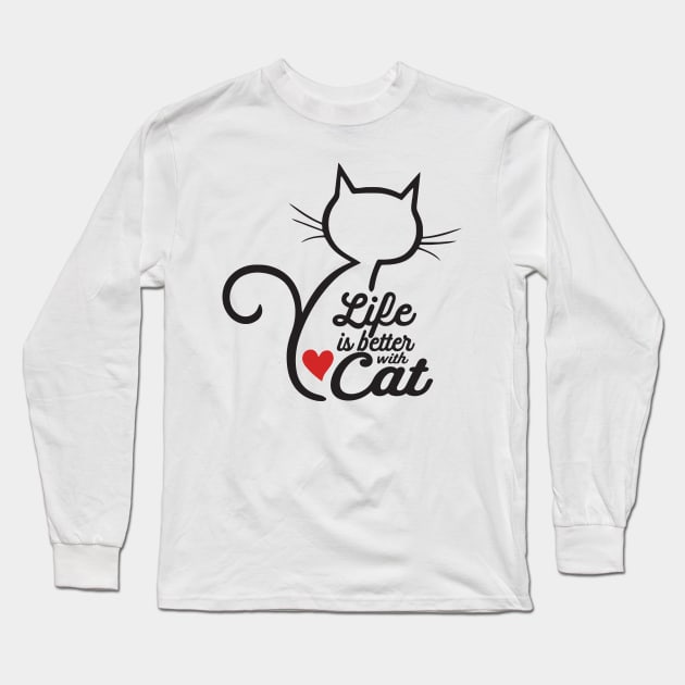 LIFE is better with CAT Long Sleeve T-Shirt by Straycatz 